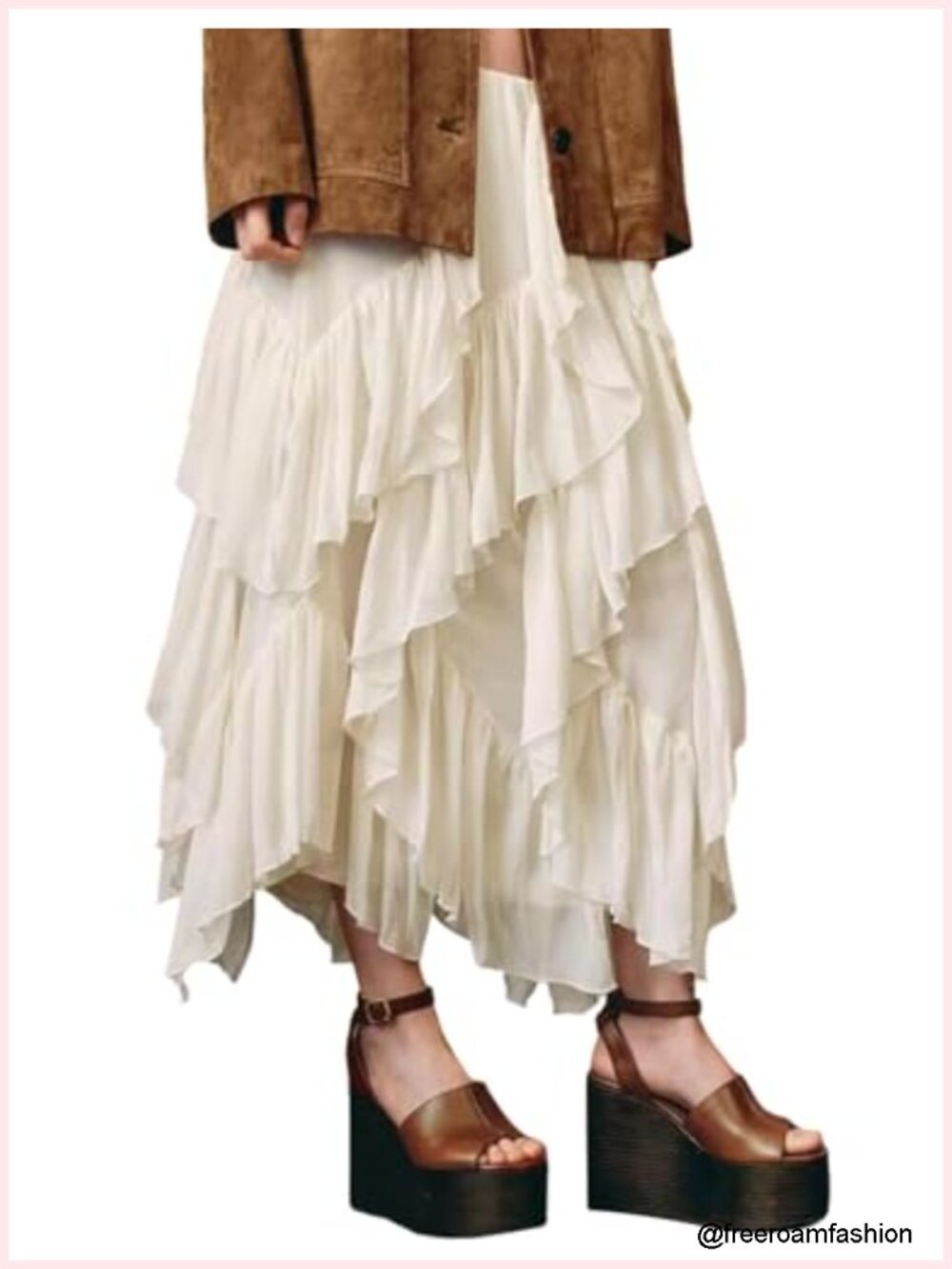 Women's Ruffle Maxi Skirt Long Flowy Layered Tiered Boho Skirt